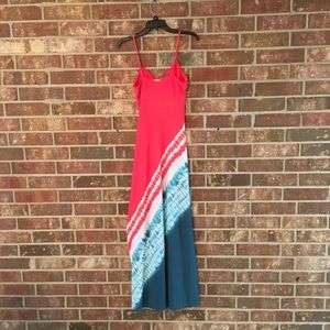 Michael Kors Nassau Teal Coral White XL Maxi Dress Adjustable Straps NWT